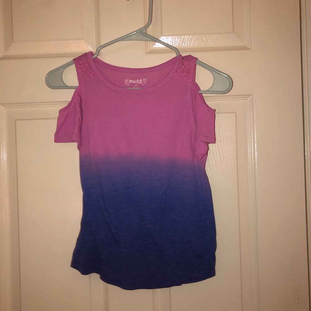 mudd kids 10 cold shoulder pink to blue